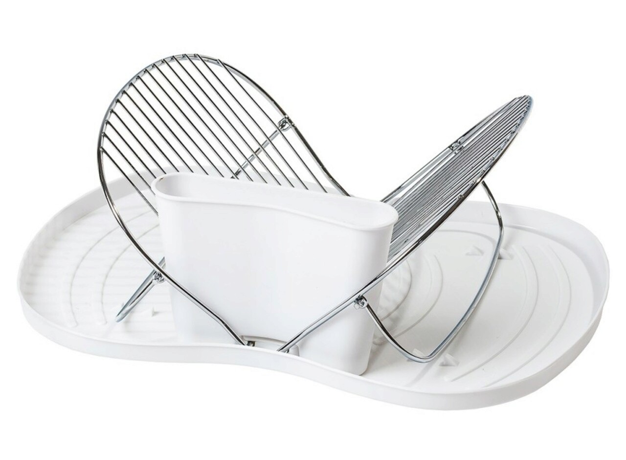 Scurgator de vase cu suport pentru tacamuri, Excellent Houseware, 48x36 cm, polipropilena/metal cromat, alb - imagine 5